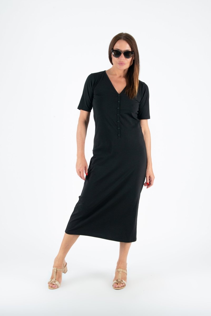 V Neck Jersey Dress KRISTA - EUG Fashion