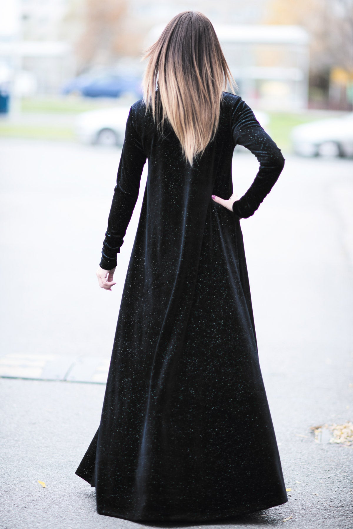 Turtleneck black velvet dress VIVIAN EugFashion 