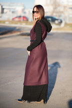 Dark red long sleeveless wool-feel vest with single-button closure - lightweight layering piece, Irene | EUG Fashion #dark-red
