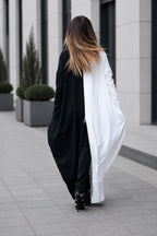 Black and white two-tone punto milano maxi dress Wendy - EUG Fashion 