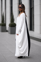 Black and white two-tone punto milano maxi dress Wendy - EUG Fashion 