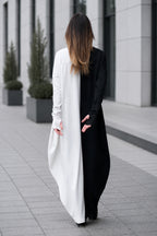Black and white two-tone punto milano maxi dress Wendy - EUG Fashion 