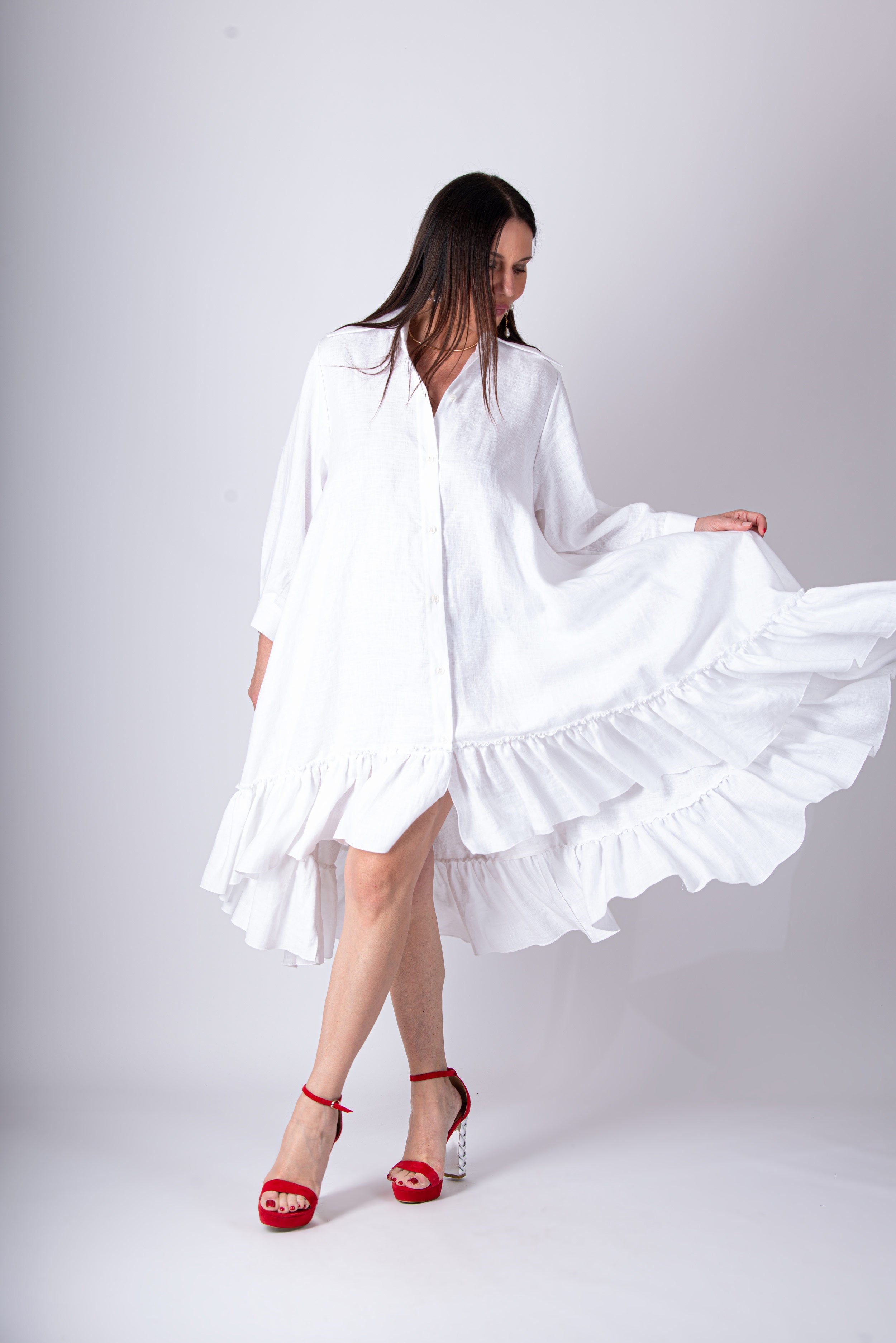 white-a-line-linen-dress