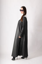 Black and white leather-look punto milano A-line dress Vivian - EUG Fashion 
