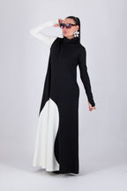 Black and white A-line punto milano dress Vivian - EUG Fashion 
