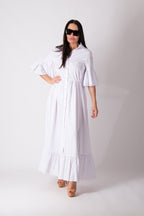 White Cotton Dress VENERA - EUG Fashion