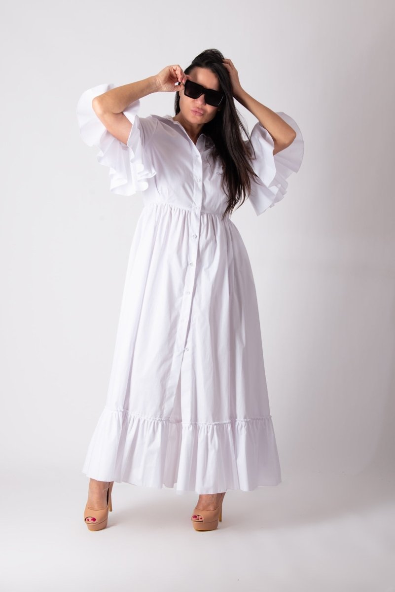 White Cotton Dress VENERA - EUG Fashion