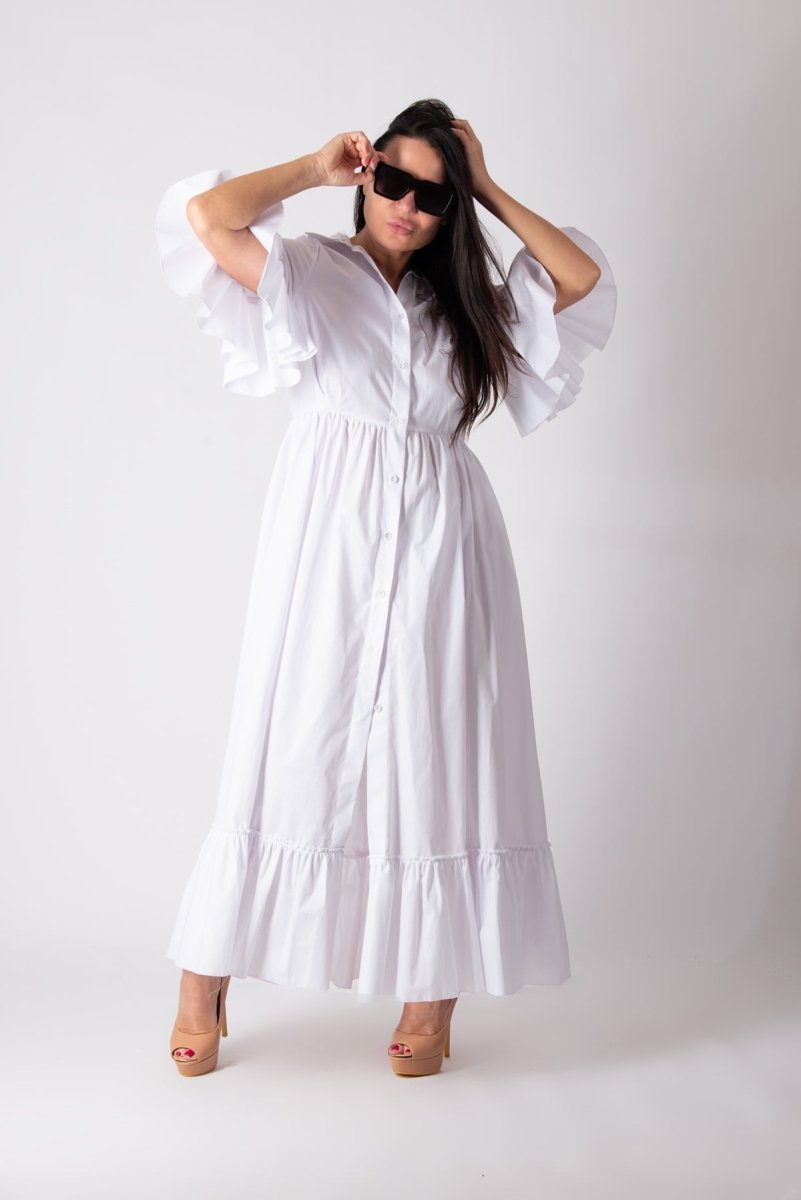 White Cotton Dress VENERA - EUG Fashion EugFashion 