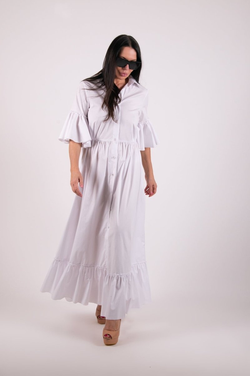White Cotton Dress VENERA - EUG Fashion