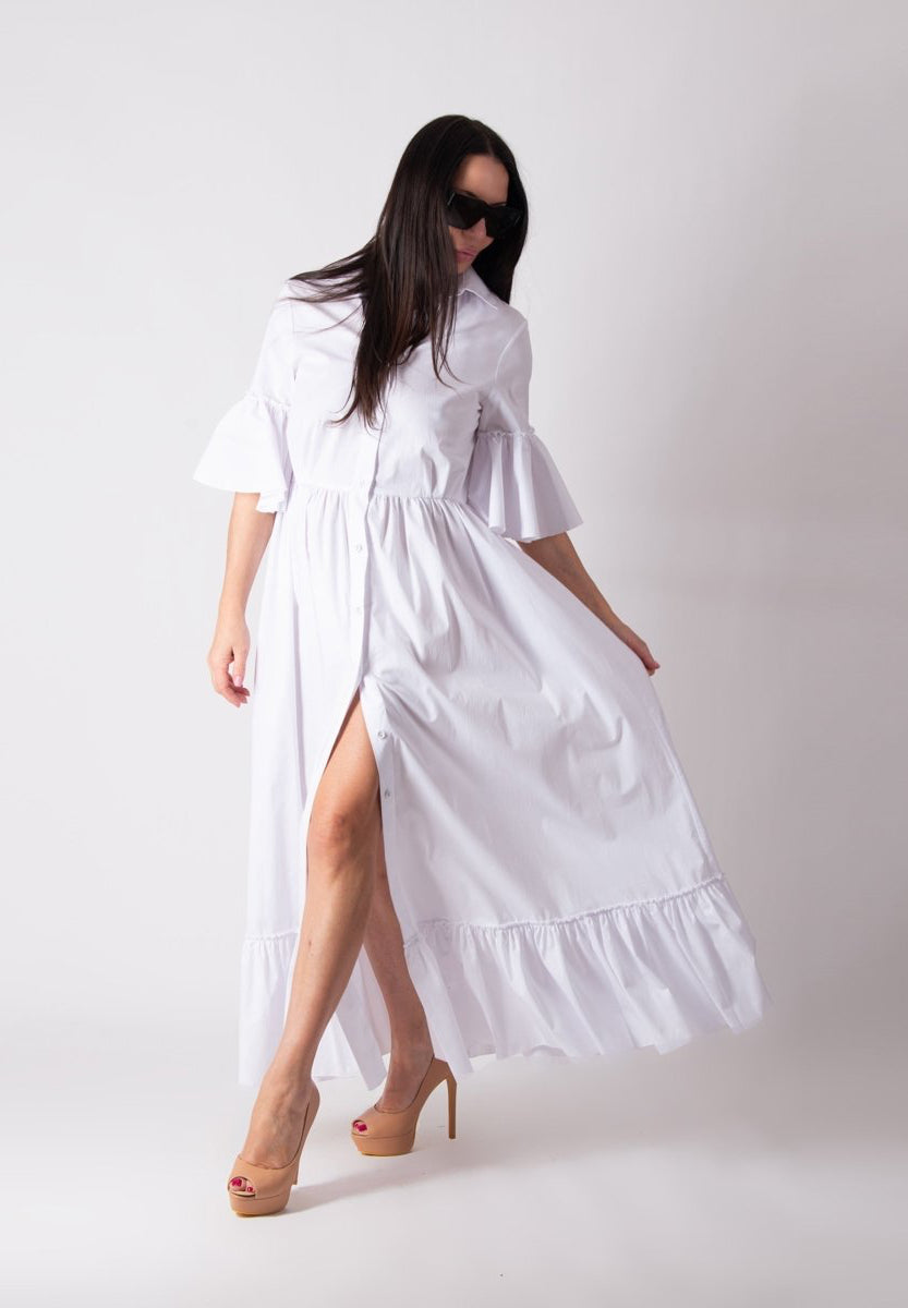 White Cotton Dress VENERA - EUG Fashion