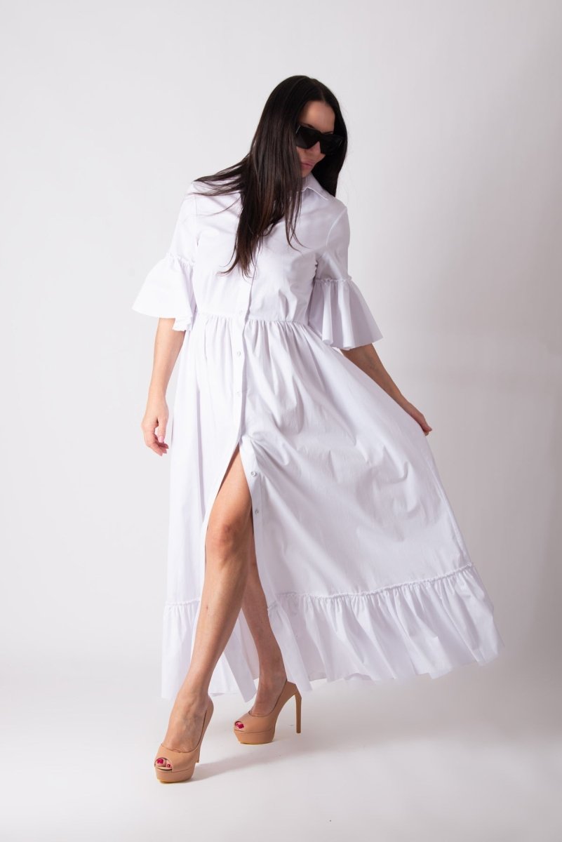 White Cotton Dress VENERA - EUG Fashion EugFashion 