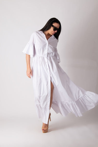 White Cotton Dress VENERA - EUG Fashion EugFashion 