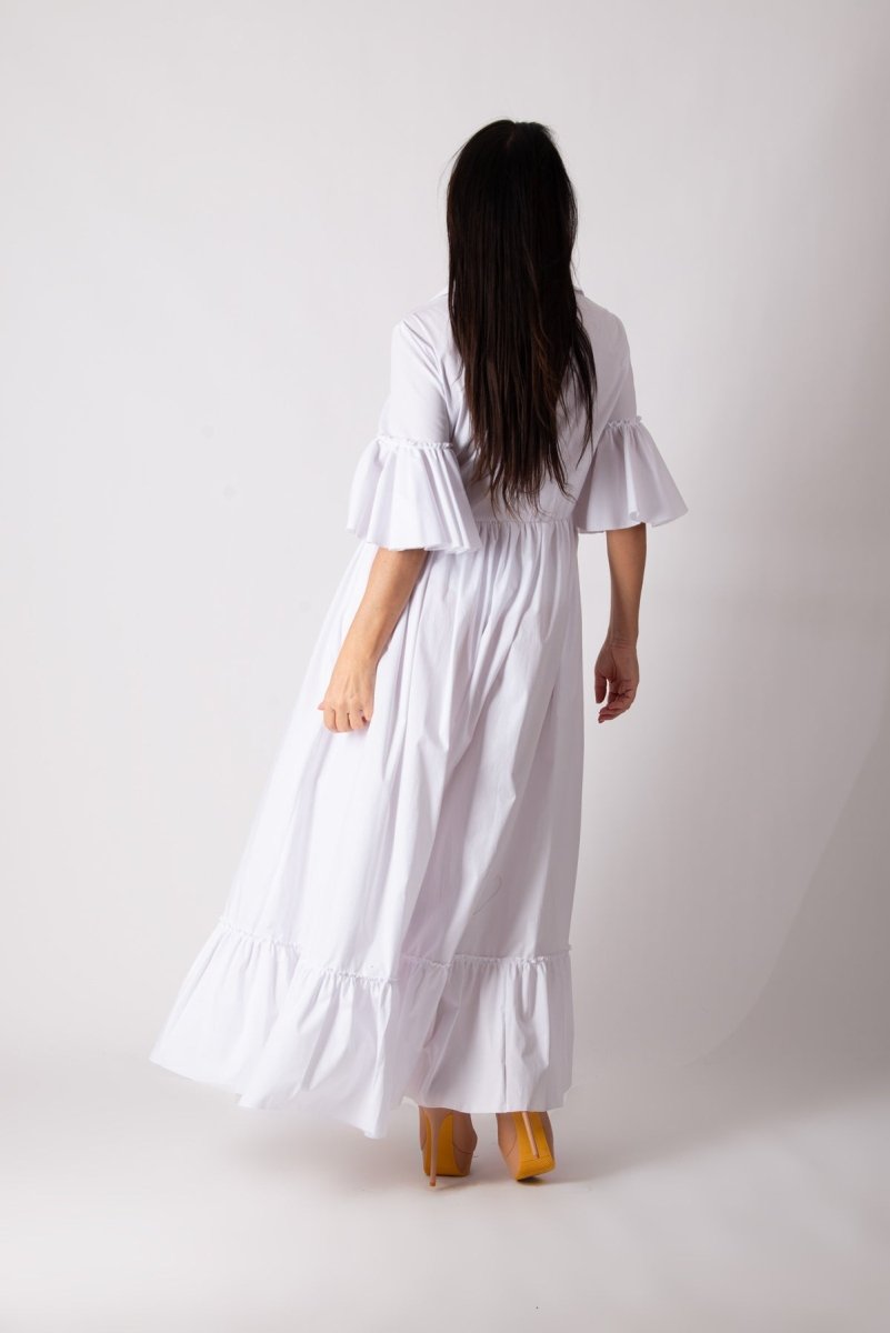 White Cotton Dress VENERA - EUG Fashion