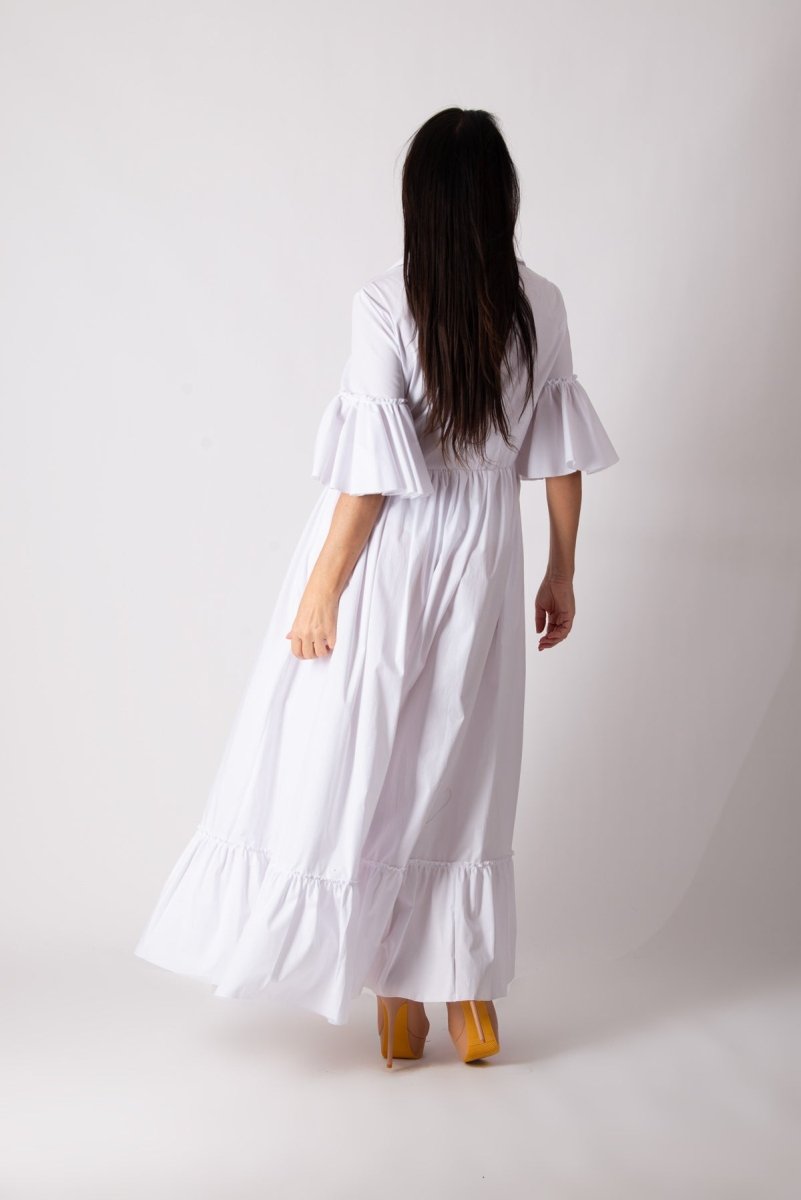 White Cotton Dress VENERA - EUG Fashion EugFashion 