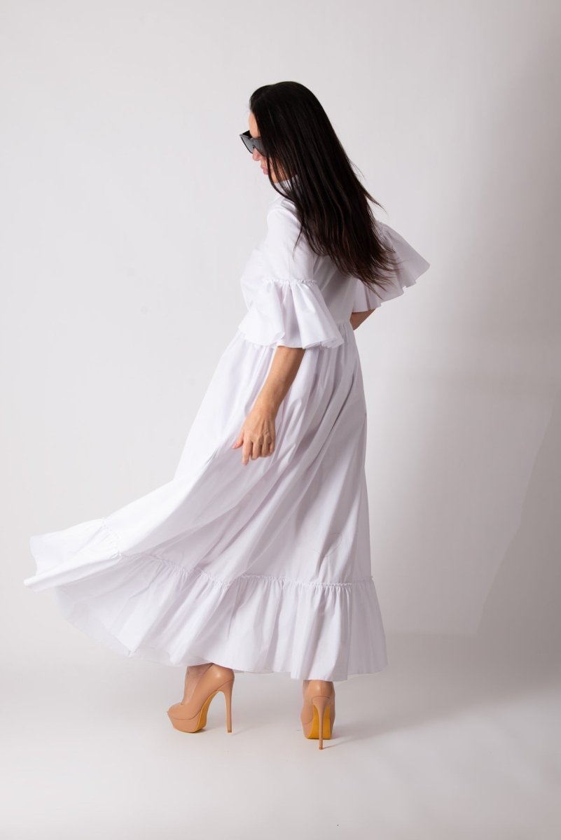 White Cotton Dress VENERA - EUG Fashion