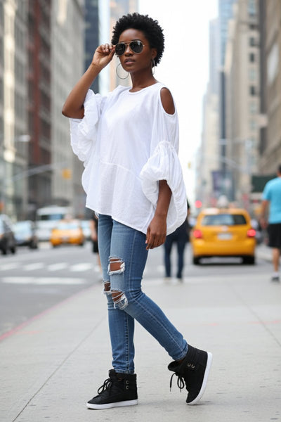 White Cotton Loose Shirt Candy - EUG Fashion EugFashion 