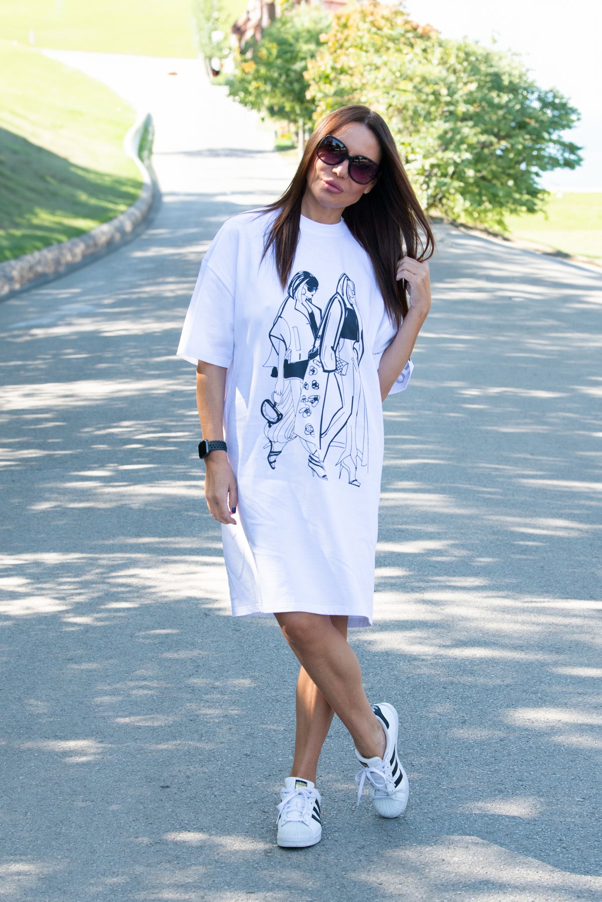 White Woman Print Dress LEYLA EugFashion 