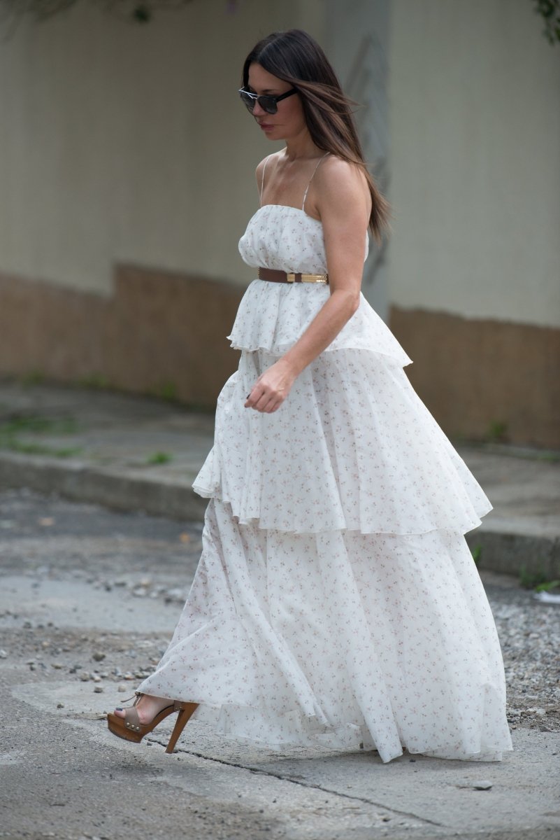 White Flounces Dress DALILA - EUG Fashion