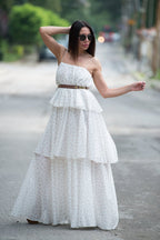 White Flounces Dress DALILA - EUG Fashion