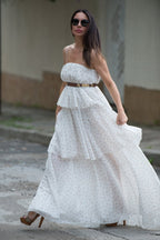 White Flounces Dress DALILA - EUG Fashion