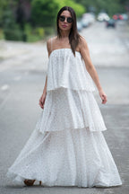 White Flounces Dress DALILA - EUG Fashion
