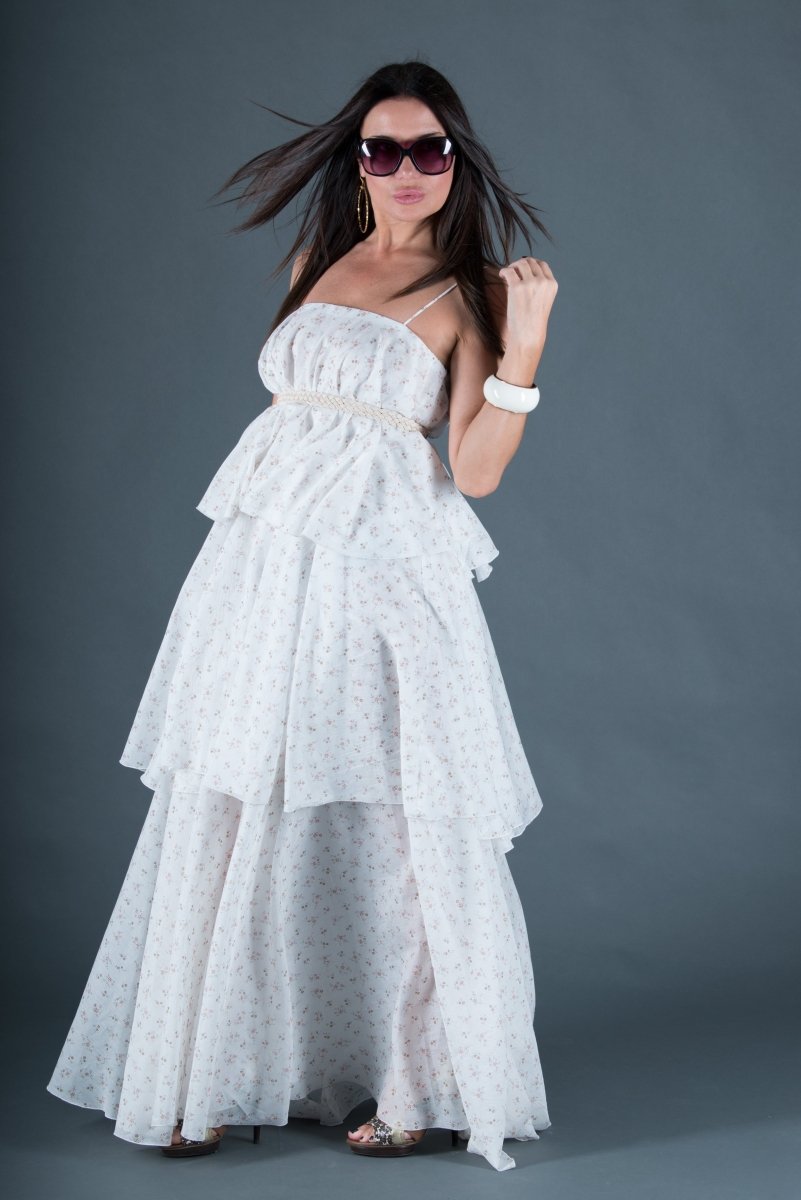 White Flounces Dress DALILA - EUG Fashion