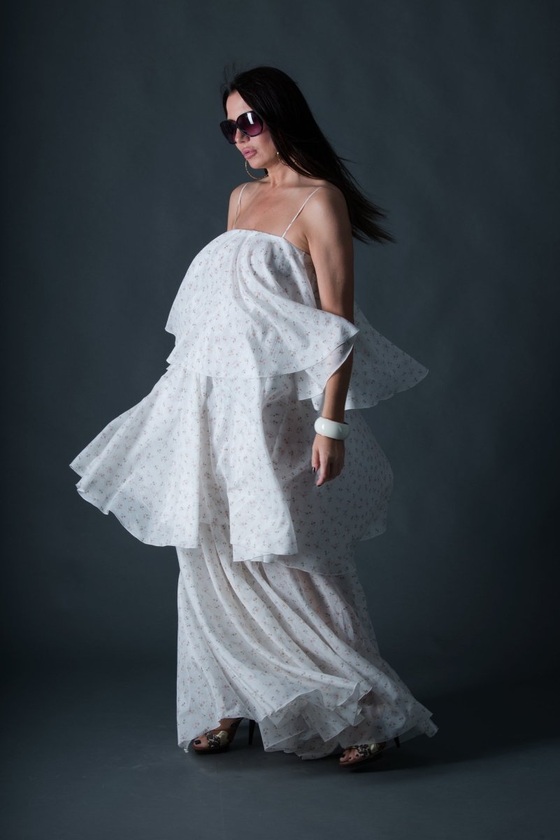 White Flounces Dress DALILA - EUG Fashion