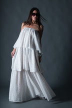 White Flounces Dress DALILA - EUG Fashion