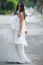 White Flounces Dress DALILA - EUG Fashion