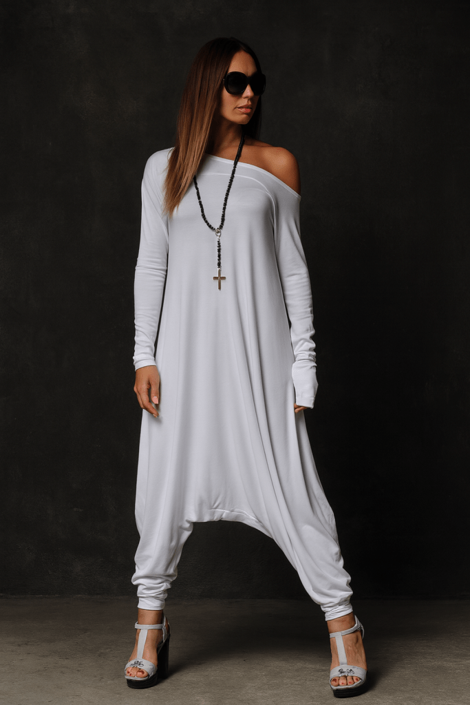 White Harem Jumpsuit MARLA - EUG Fashion EugFashion 