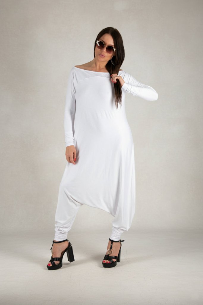 White Harem Jumpsuit MARLA - EUG Fashion EugFashion 