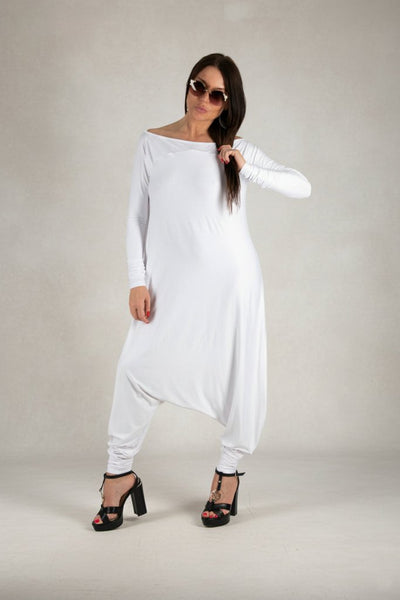 White Harem Jumpsuit MARLA - EUG Fashion EugFashion 