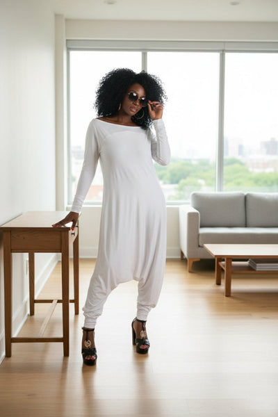 White Harem Jumpsuit MARLA - EUG Fashion EugFashion 