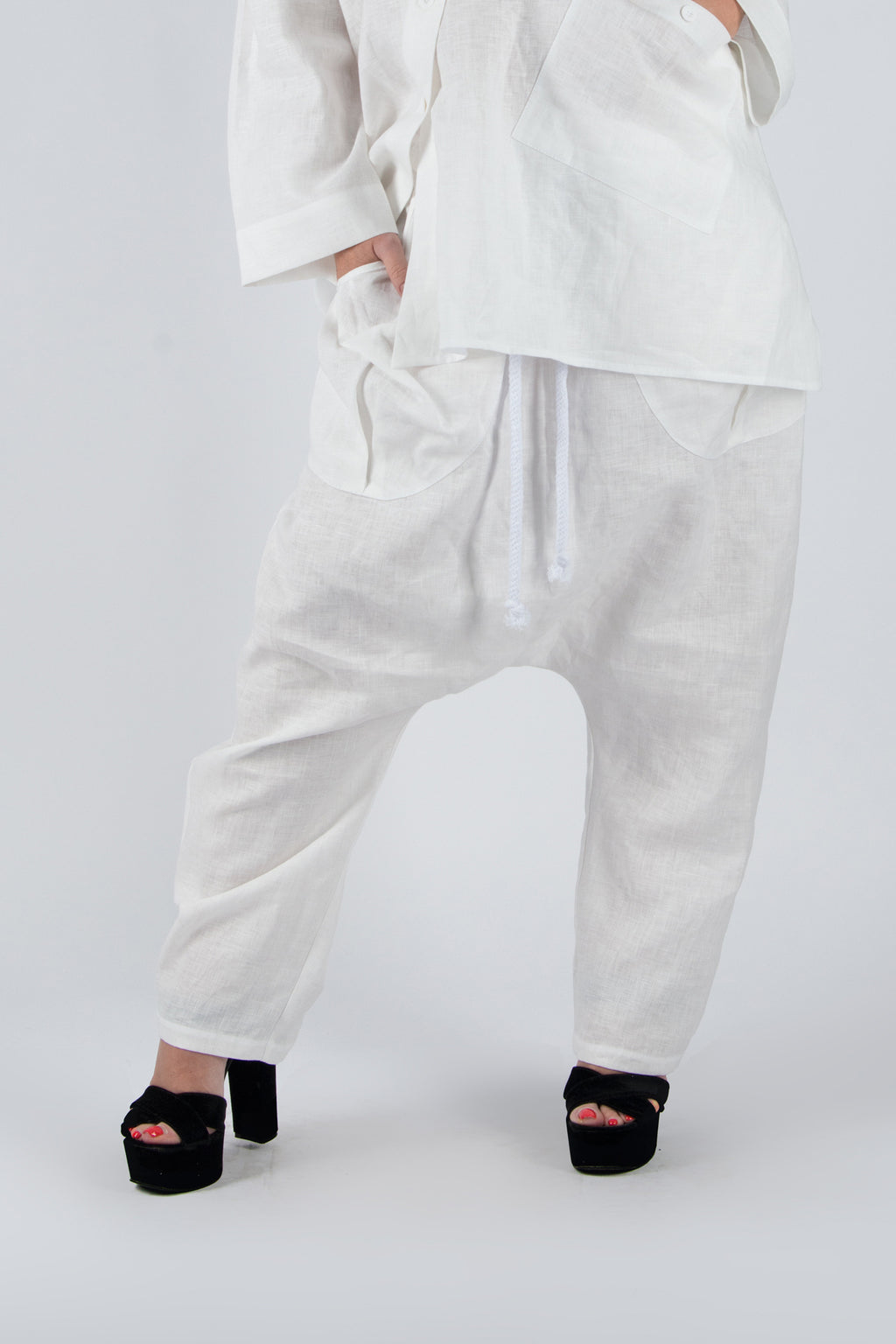 linen-print-african-woman-set #white