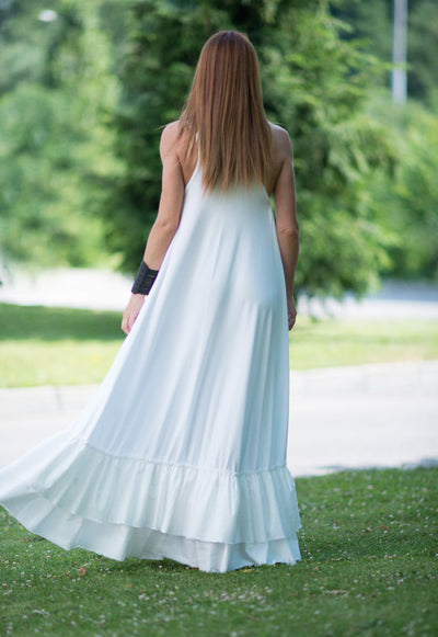 White Cotton Maxi Dress CARMEN EugFashion 