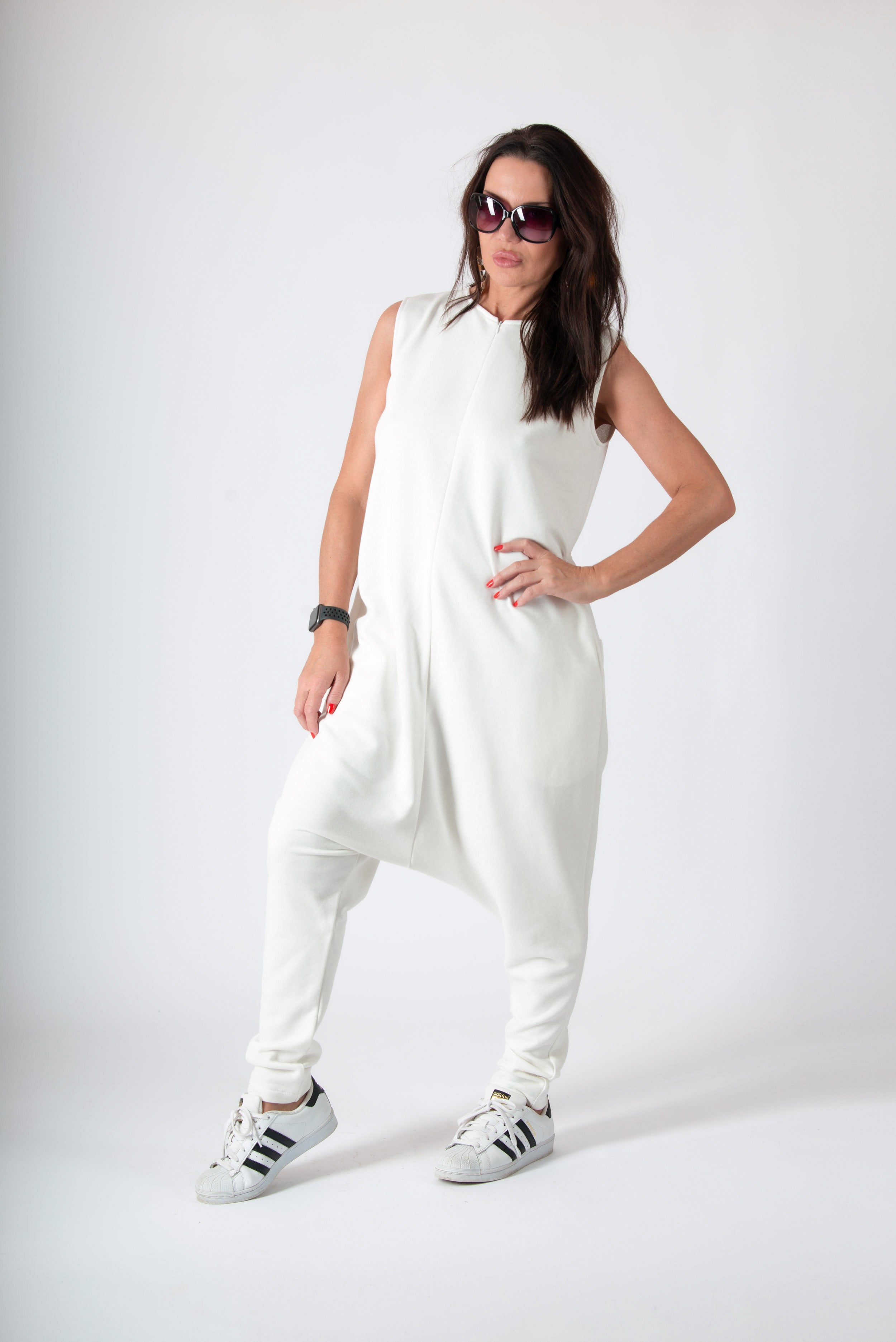 harem  sleeveless jumpsuit #white 
