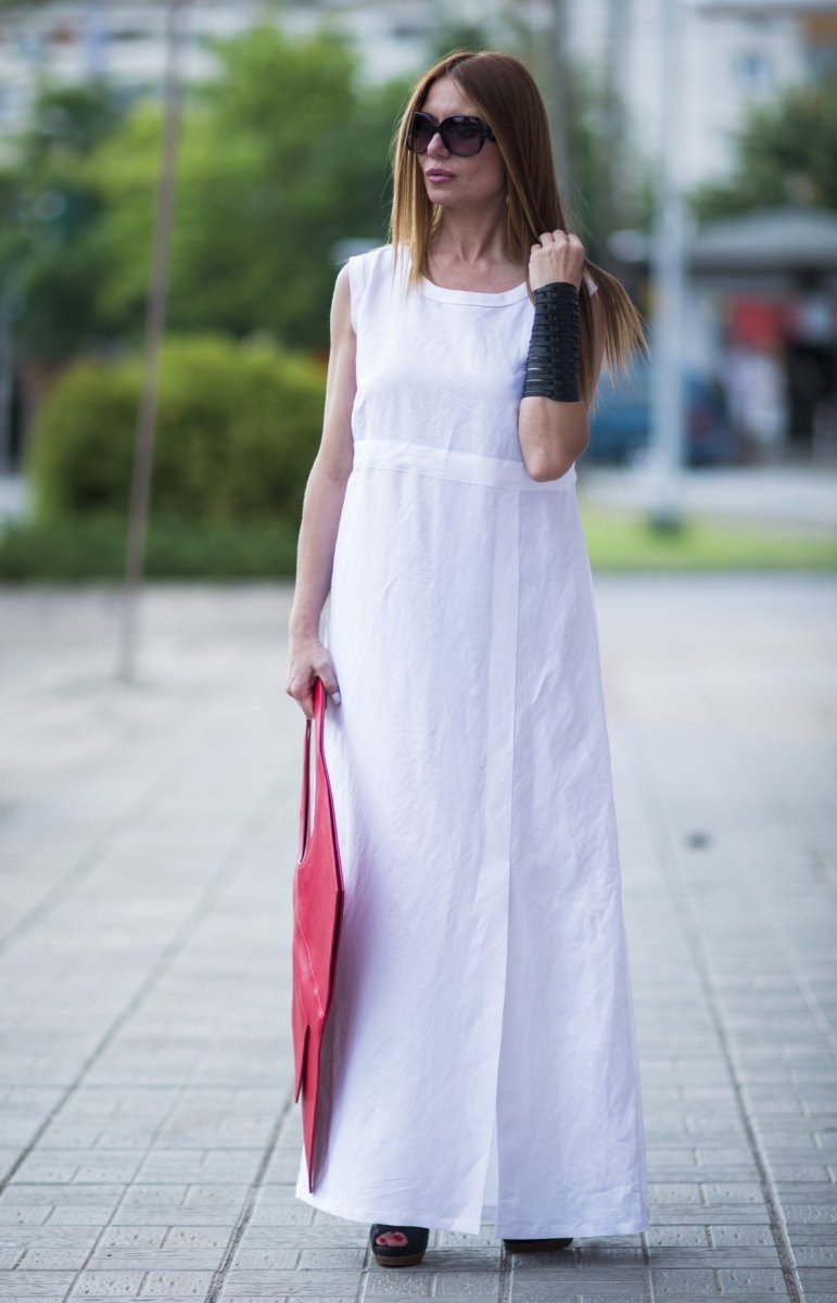 White Linen Dress AMBER - EUG Fashion EugFashion 