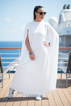 linen cape dress - Eug fashion #white