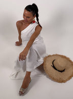 White Linen One Shoulder Dress TIFFANY - EUG Fashion