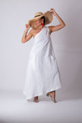 White Linen One Shoulder Dress TIFFANY - EUG Fashion