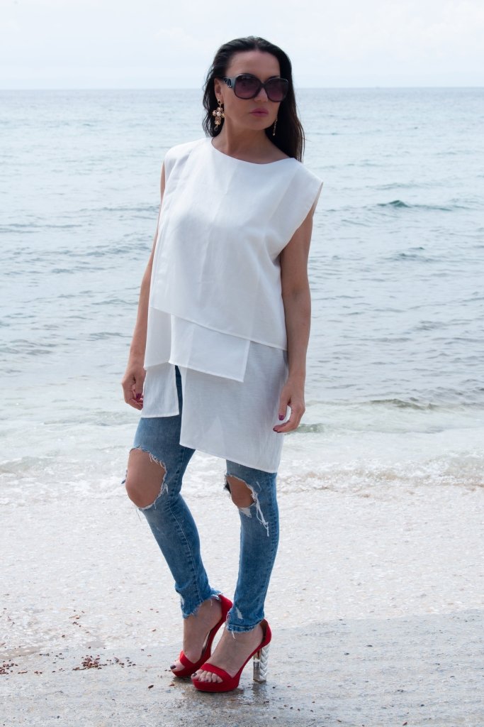 White Linen Tunic ALLA - EUG Fashion