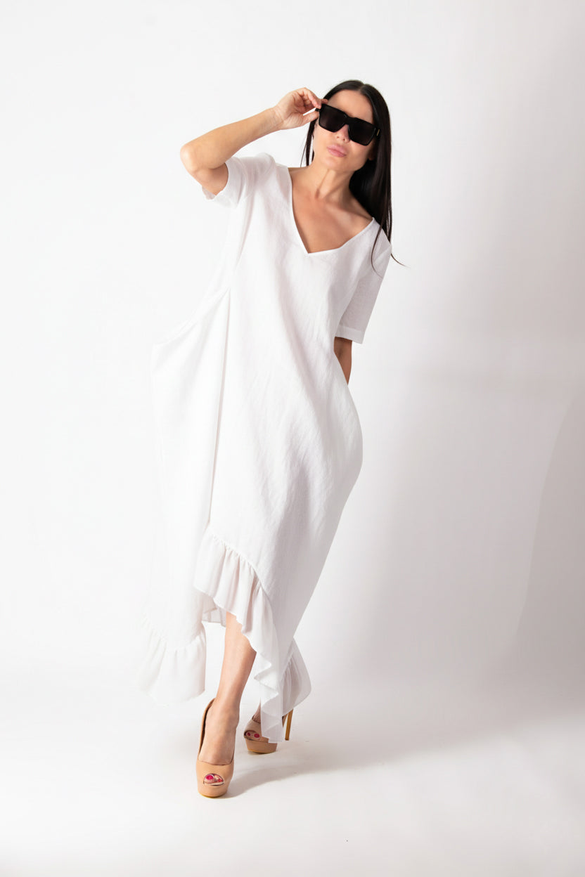 White Linen Dress - Casablanca