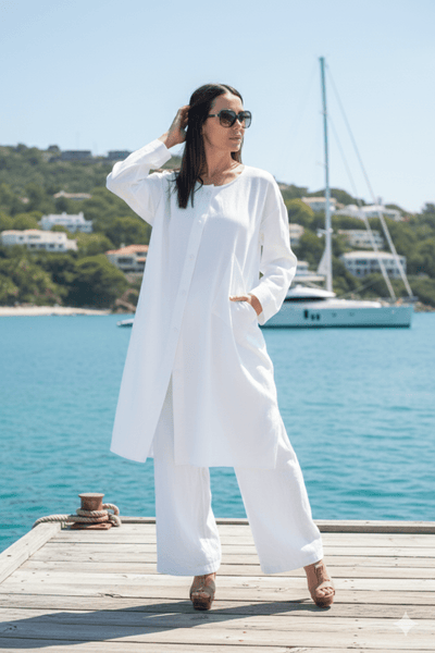 White Long Linen Top Claudia - EUG Fashion EugFashion 