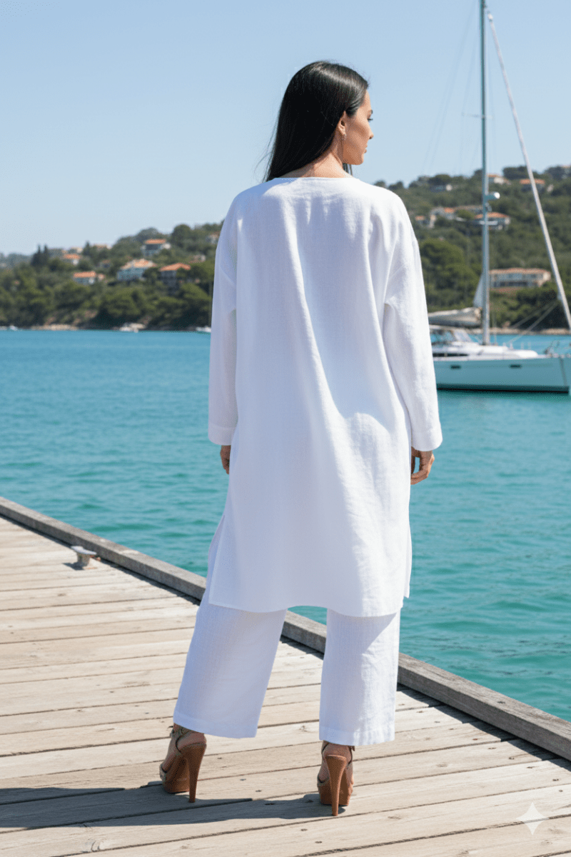 White Long Linen Top Claudia - EUG Fashion EugFashion 