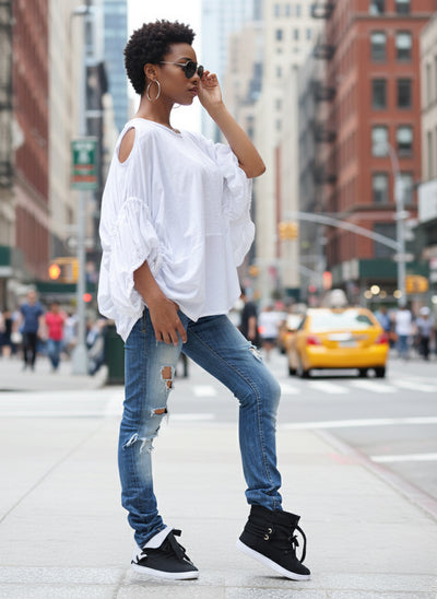 White Cotton Loose Shirt Candy EugFashion 