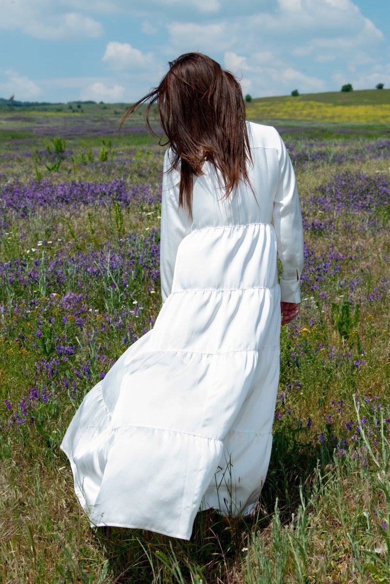 White Maxi Summer Kaftan DORA - EUG FASHION