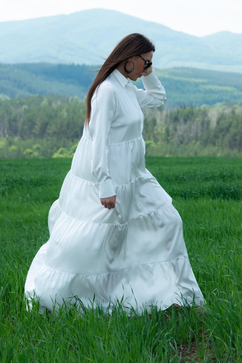 White Maxi Summer Kaftan DORA - EUG FASHION