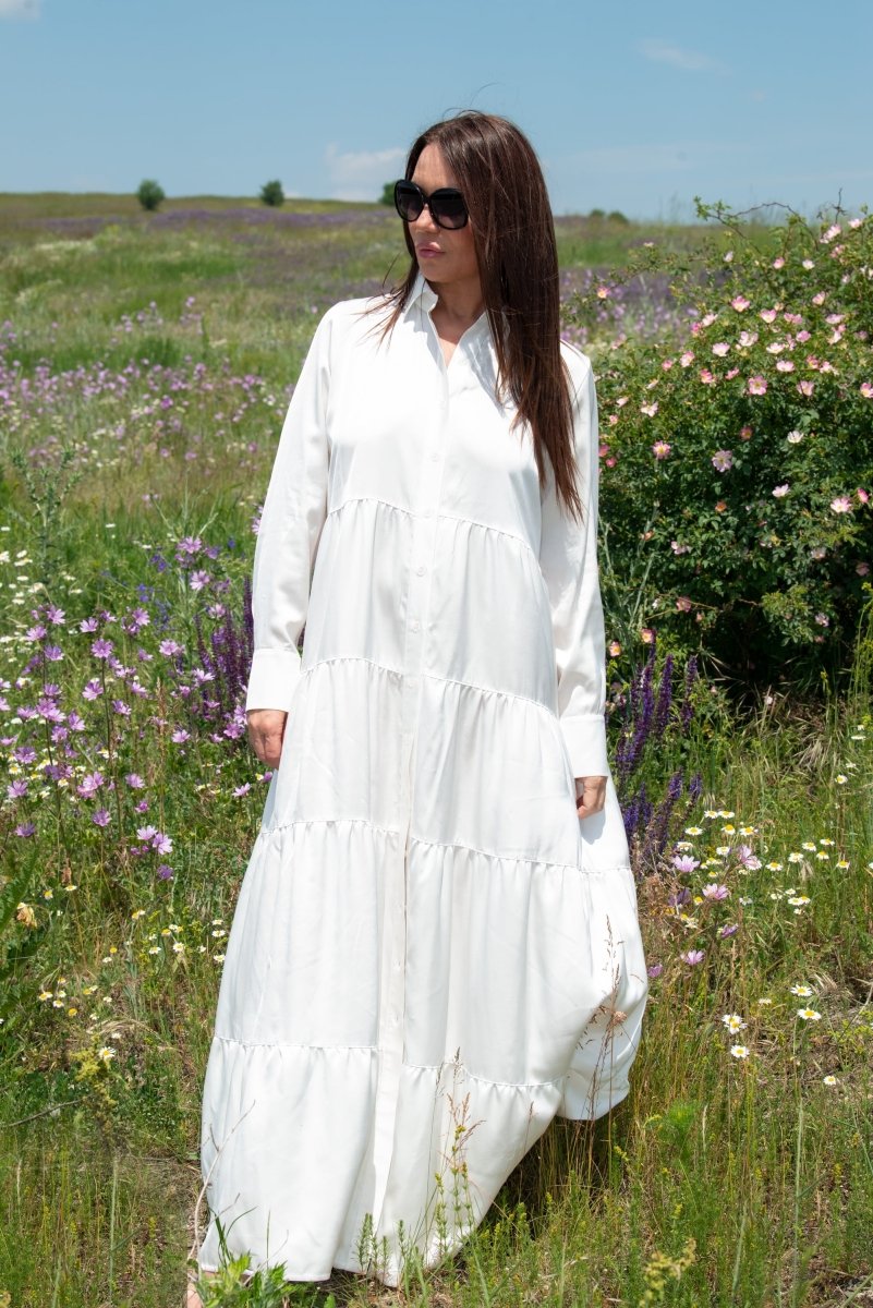 White Maxi Summer Kaftan DORA - EUG FASHION
