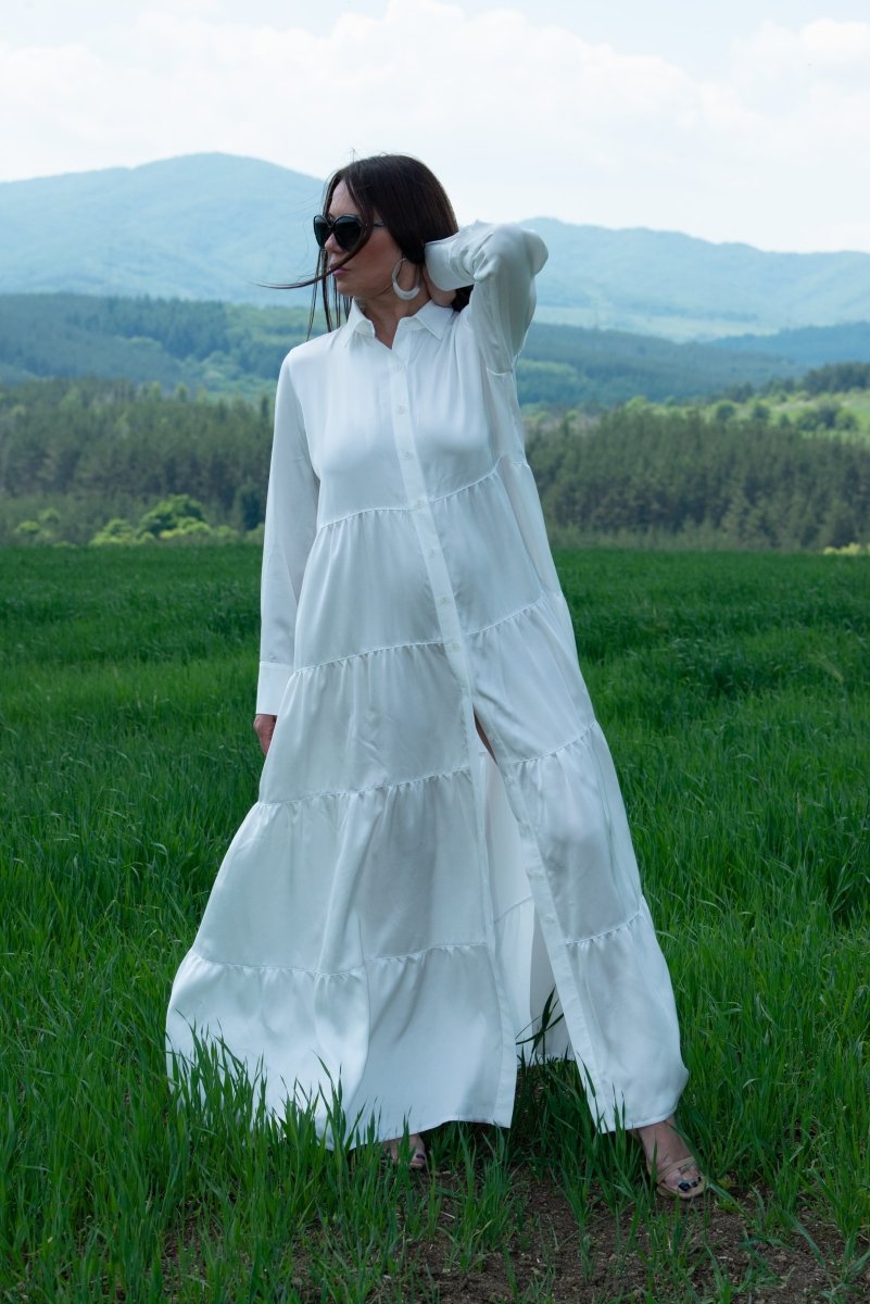 White Maxi Summer Kaftan DORA - EUG FASHION