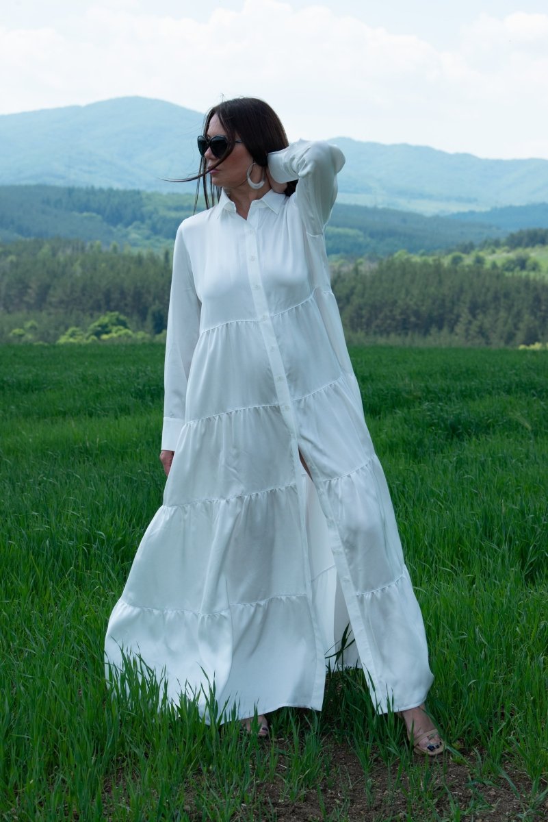 White Maxi Summer Kaftan DORA - EUG FASHION EugFashion 